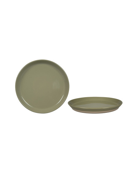 Assiette dessert Minorque Ø20cm Vert Tilleul en grès