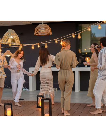 Guirlande lumineuse avec cable électrique jute