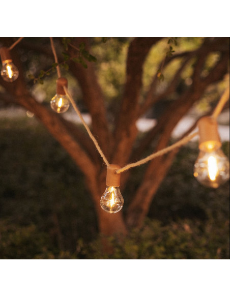 Guirlande lumineuse avec cable électrique jute