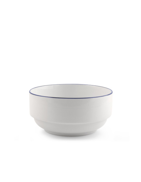 Bol coupelle salad bowl Rivage Ø15.5cm blanche liseré bleu nuit