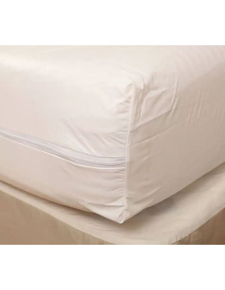 Housse rénove matelas 90x200x20 imperm. enduction polyuréthane avec zip, blanc