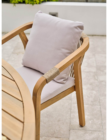 Ensemble Mykonos grande table + 8 fauteuils en bois Ø180cm