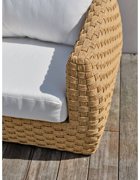 Salon bas Ramatuelle 5/6 pers en résine tressée large