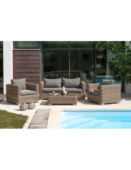 Salon bas Madrid 4 pers en résine tressée