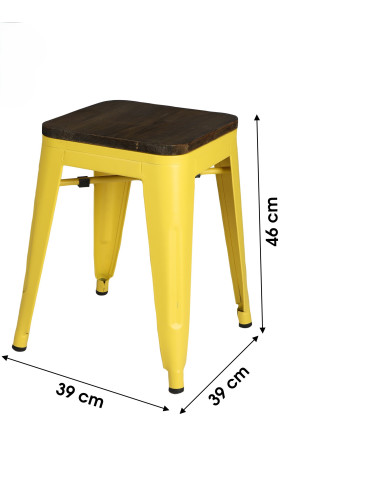 Tabouret bas Industriel métal Jaune,...