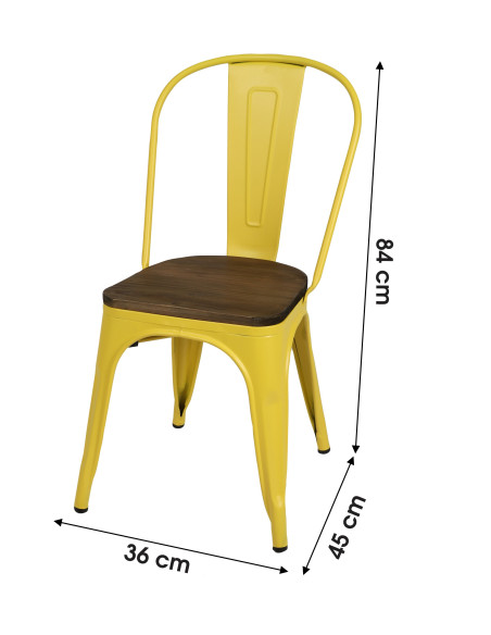 Chaise Industriel métal Jaune assise bois