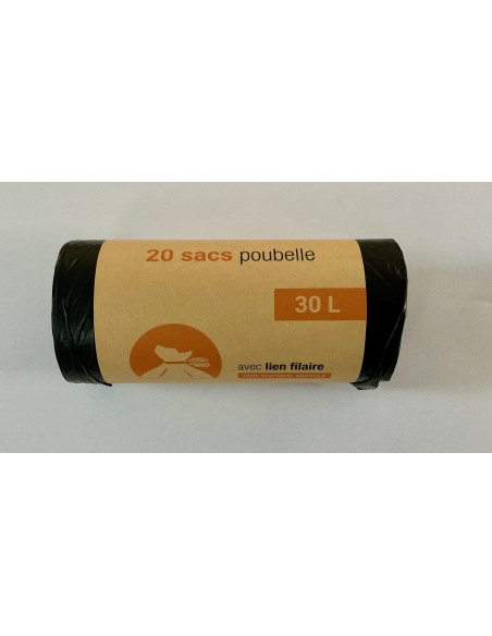 Sac poubelle 30 L noir (rouleau de 20)