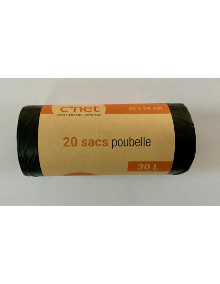 Sac poubelle 30 L noir (rouleau de 20)