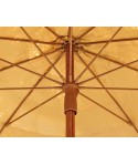 Parasol Palloza Ø2M en raffia, mat acier finition imitation bois