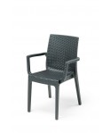 Fauteuil Dafné Anthracite résine imit. tressée