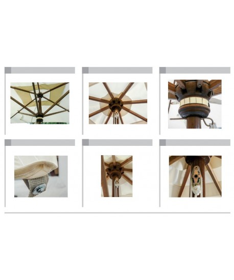 Parasol 300x200 mât bois toile écru