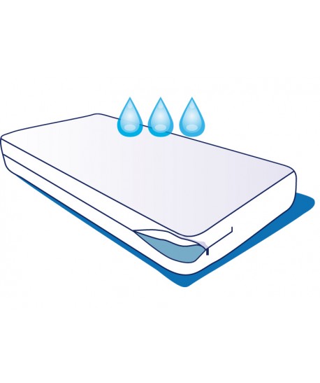 Housse matelas 70x190x10/15 imperm. enduction polyuréthane avec zip, blanc Housse matelas 70x190x10/15 imperm. enduction polyuréthane avec zip, blanc