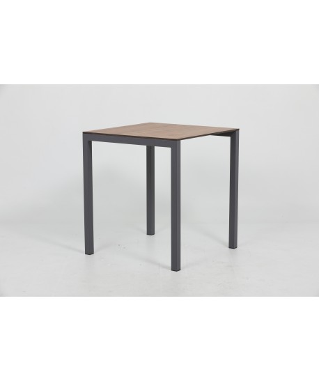 Table Métal pied Noir et plateau 70x70cm imitation bois