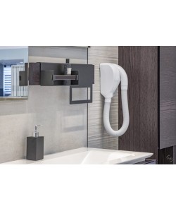 Sèche cheveux mural Caraibe blanc avec support 2