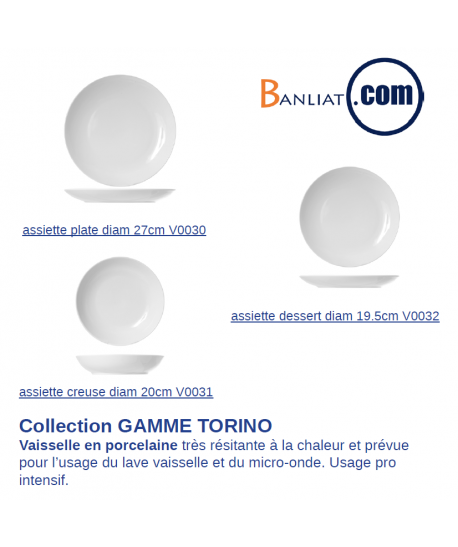 Assiette Dessert ø19.5cm Torino blanc