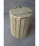 Poubelle Forest en bois avec couvercle et fixation sac int