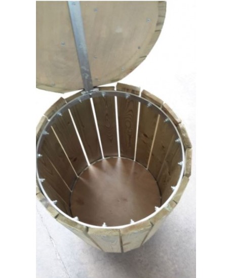 Poubelle Forest en bois avec couvercle et fixation sac int