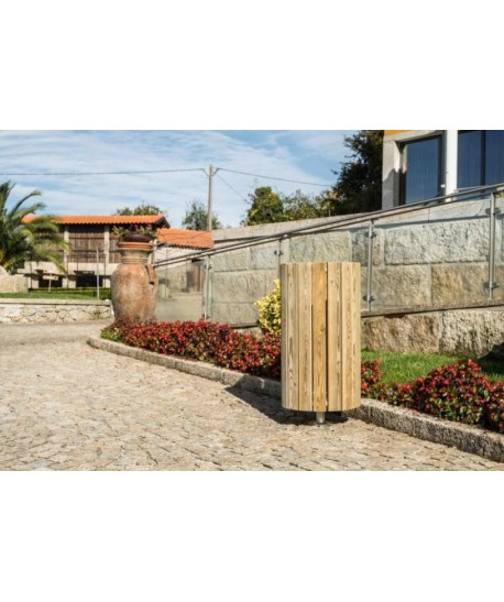 Poubelle Forest en bois sans couvercle et fixation sac int