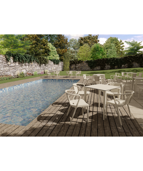 Table Javéa pied polypro anthracite et plateau 70x70cm imitation bois