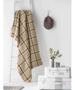 Plaid Nature 150x200cm beige rayé noir 2