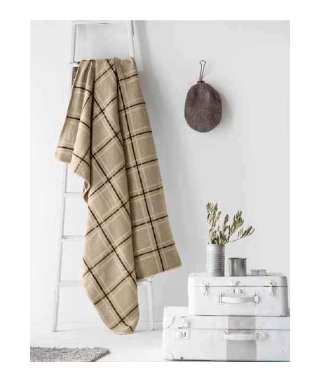 Plaid Nature 150x200cm beige rayé noir