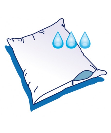 Housse d'oreiller 60x60cm imper. enduction polyuréthane avec zip, blanc