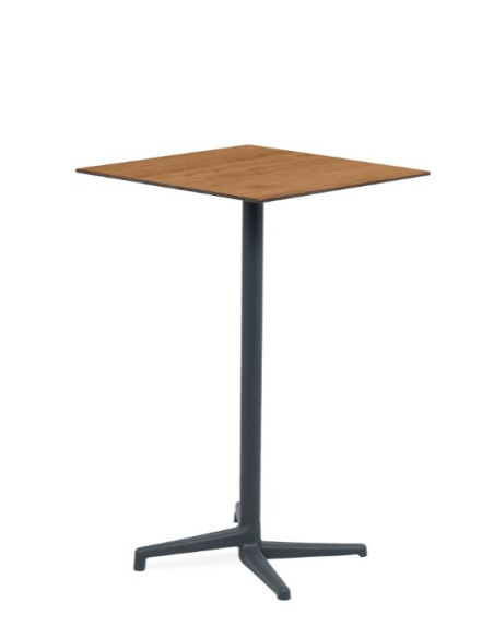 Table Mange Debout Haute Boomerang pied central Anthracite, plateau rabattable 70x70cm